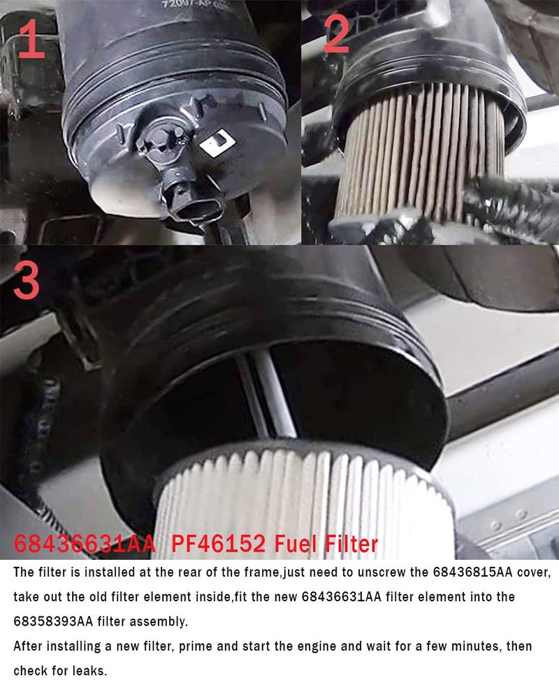 ZIMGLOBAL 68436631AA Fuel Filter Compatible with 2019-2024 Ram 2500 3500 4500 5500 6.7L Diesel Engine Ram 1500 3.0L V6 Eco Diesel Frame Chassis Mounted 2020-2024 Jeep Wrangler/Gladiator 3.0L V6 Diesel #PF46152 - Image 5